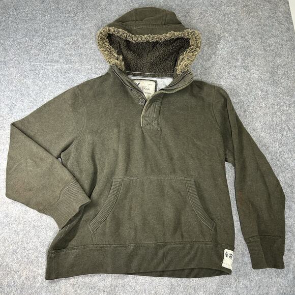 Vintage American Eagle Sweatshirt Mens XL Hooded Green Y2K Gorpcore - Picture 1 of 9